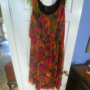 watercolor sleeveless high low hem size 14